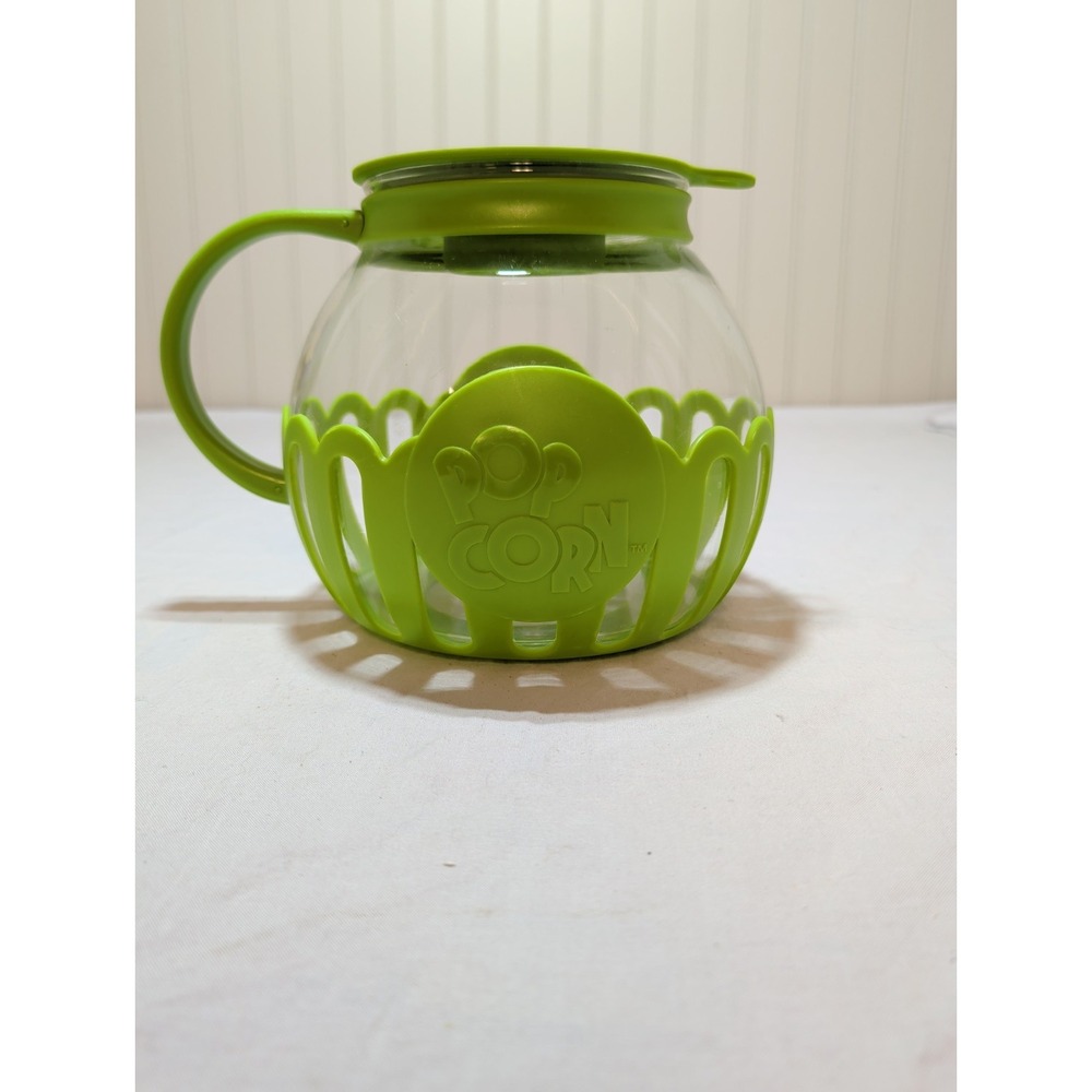 Ecolution Micro-Pop Microwave Popcorn Popper Glass 3 Quart Lime Green EUC